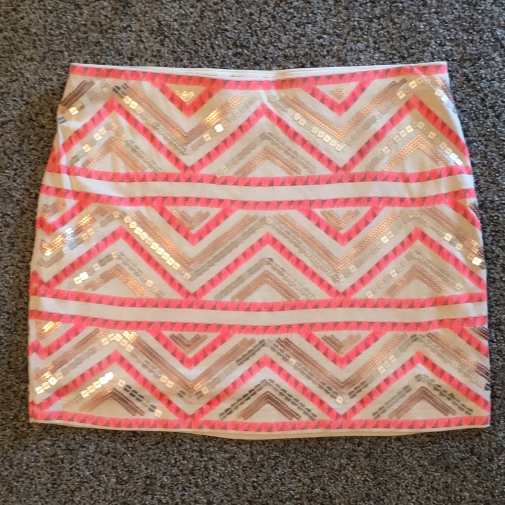 Express Sequin Geometric Print Skirt NWOT